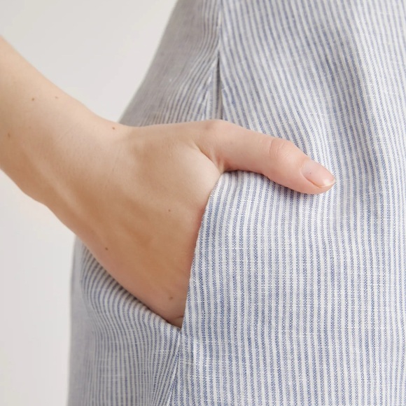 Quince Blue and White Striped Midi Dress - Picture 2 of 8